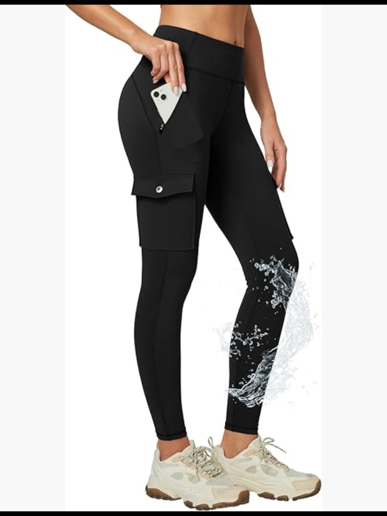 High Waist Compression Leggings With Zipper Pockets Water Resistant Upf50+